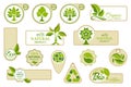 Ecology icons.  Collection of logos with leaves and trees. Bio, organic and natural symbols. Royalty Free Stock Photo